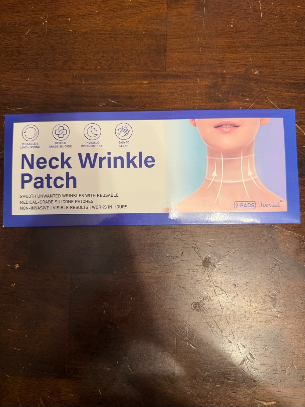 Neck Wrinkle Patch - Blue Reusable Silicone Neck Patch (2 Pads)